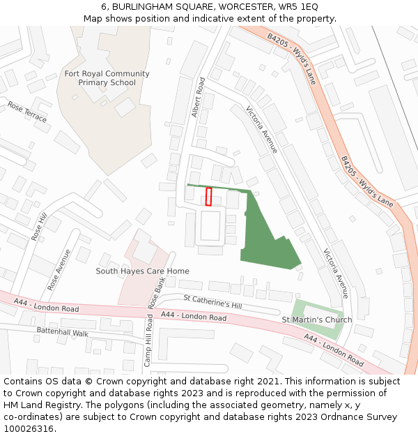 6, BURLINGHAM SQUARE, WORCESTER, WR5 1EQ: Location map and indicative extent of plot