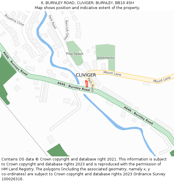 6, BURNLEY ROAD, CLIVIGER, BURNLEY, BB10 4SH: Location map and indicative extent of plot