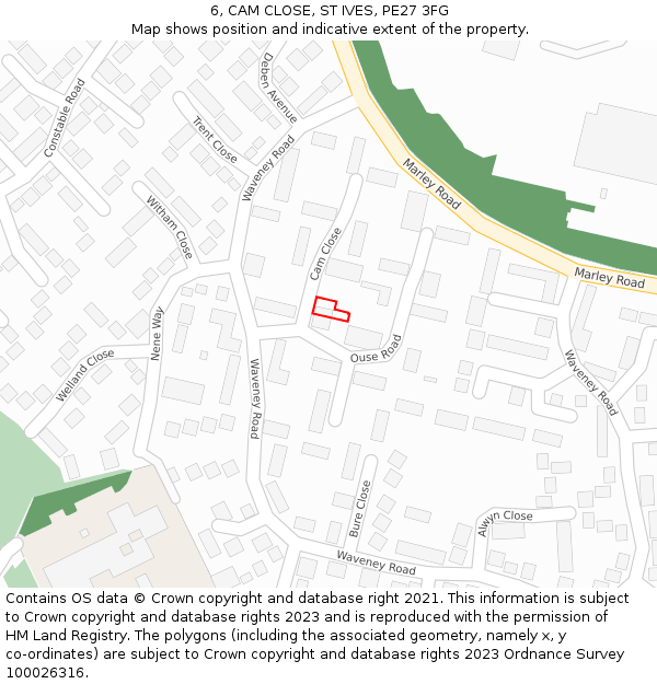 6, CAM CLOSE, ST IVES, PE27 3FG: Location map and indicative extent of plot
