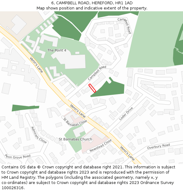 6, CAMPBELL ROAD, HEREFORD, HR1 1AD: Location map and indicative extent of plot