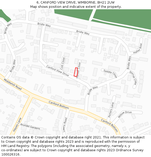 6, CANFORD VIEW DRIVE, WIMBORNE, BH21 2UW: Location map and indicative extent of plot