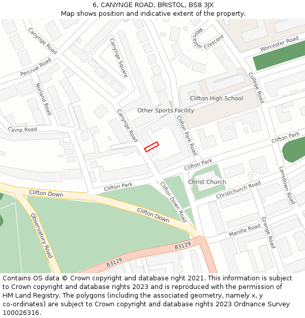 6, CANYNGE ROAD, BRISTOL, BS8 3JX: Location map and indicative extent of plot