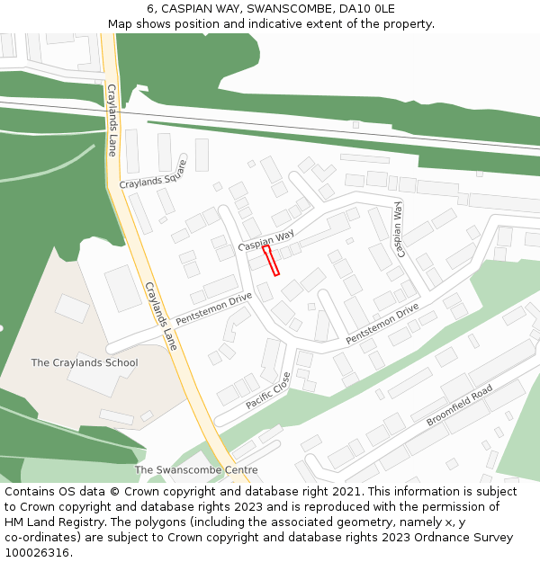 6, CASPIAN WAY, SWANSCOMBE, DA10 0LE: Location map and indicative extent of plot