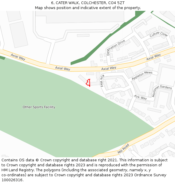 6, CATER WALK, COLCHESTER, CO4 5ZT: Location map and indicative extent of plot