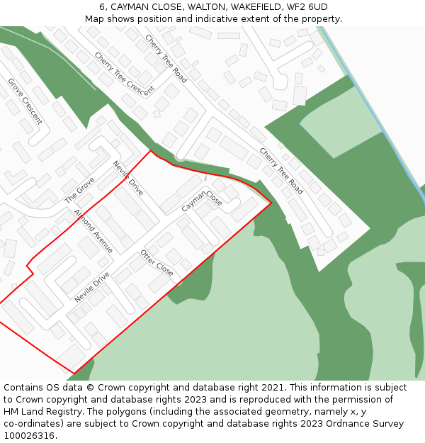 6, CAYMAN CLOSE, WALTON, WAKEFIELD, WF2 6UD: Location map and indicative extent of plot