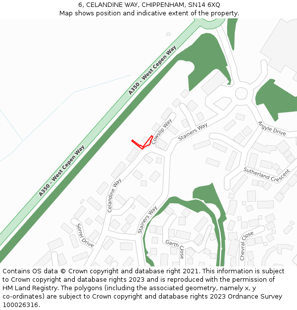 6, CELANDINE WAY, CHIPPENHAM, SN14 6XQ: Location map and indicative extent of plot