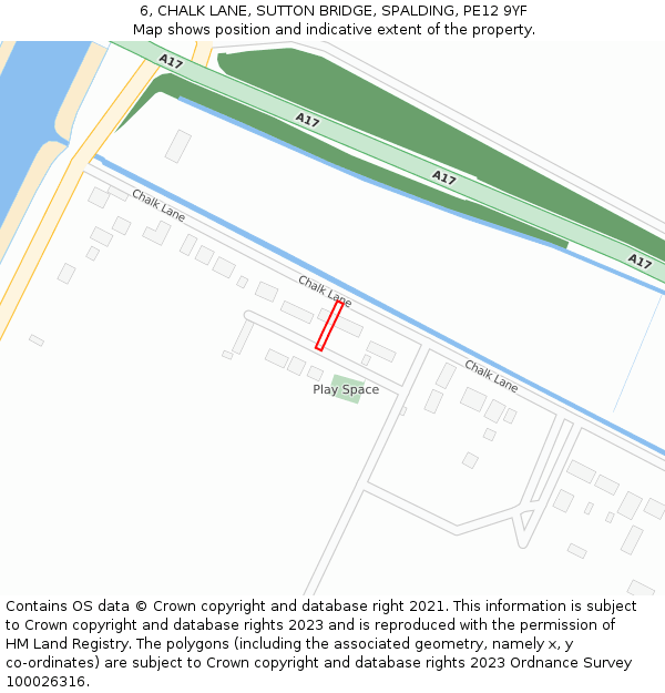 6, CHALK LANE, SUTTON BRIDGE, SPALDING, PE12 9YF: Location map and indicative extent of plot