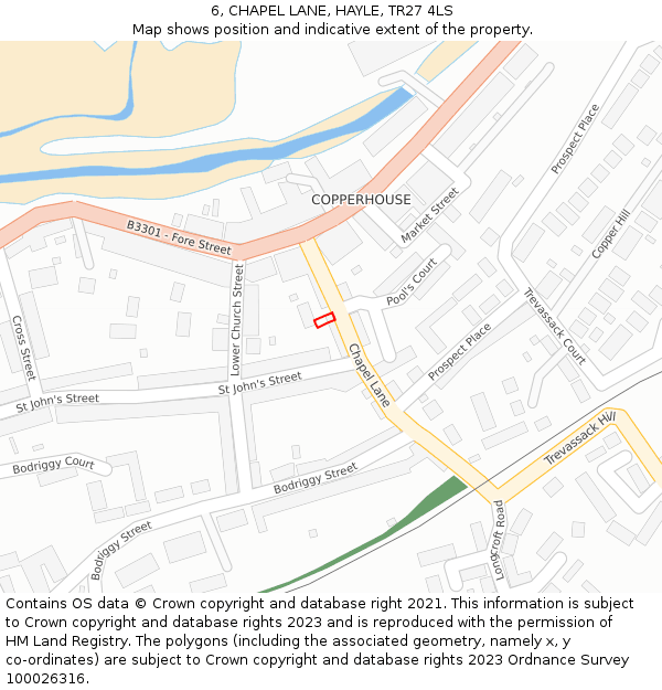 6, CHAPEL LANE, HAYLE, TR27 4LS: Location map and indicative extent of plot