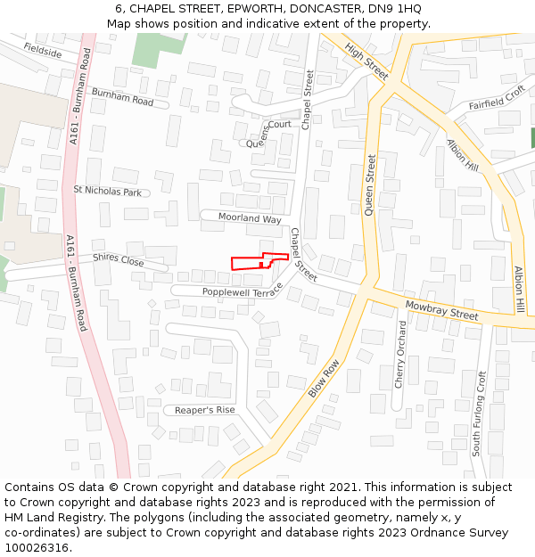 6, CHAPEL STREET, EPWORTH, DONCASTER, DN9 1HQ: Location map and indicative extent of plot