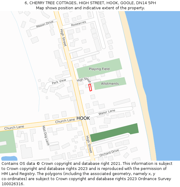 6, CHERRY TREE COTTAGES, HIGH STREET, HOOK, GOOLE, DN14 5PH: Location map and indicative extent of plot