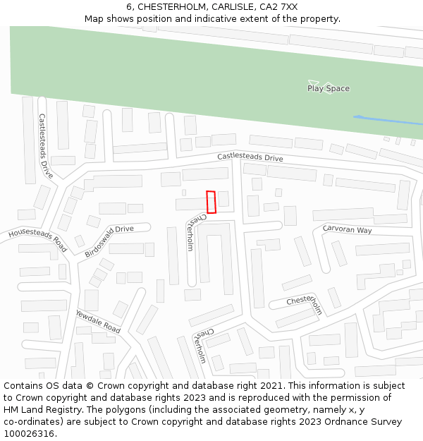 6, CHESTERHOLM, CARLISLE, CA2 7XX: Location map and indicative extent of plot