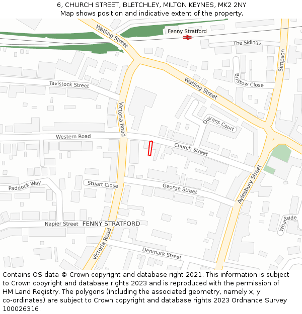 6, CHURCH STREET, BLETCHLEY, MILTON KEYNES, MK2 2NY: Location map and indicative extent of plot