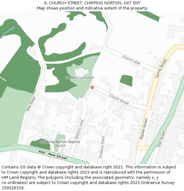 6, CHURCH STREET, CHIPPING NORTON, OX7 5NT: Location map and indicative extent of plot