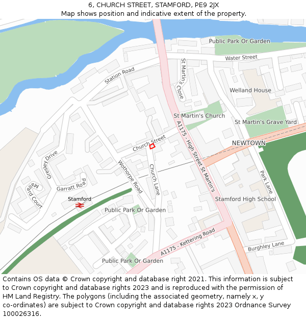 6, CHURCH STREET, STAMFORD, PE9 2JX: Location map and indicative extent of plot