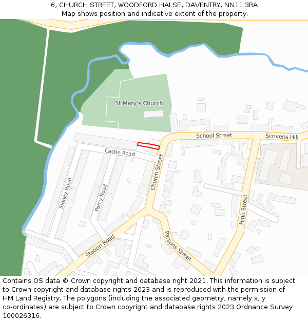 6, CHURCH STREET, WOODFORD HALSE, DAVENTRY, NN11 3RA: Location map and indicative extent of plot
