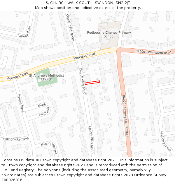 6, CHURCH WALK SOUTH, SWINDON, SN2 2JE: Location map and indicative extent of plot