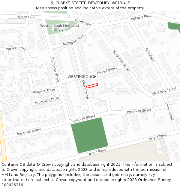 6, CLARKE STREET, DEWSBURY, WF13 4LP: Location map and indicative extent of plot