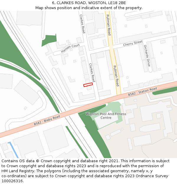 6, CLARKES ROAD, WIGSTON, LE18 2BE: Location map and indicative extent of plot