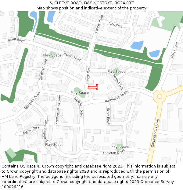 6, CLEEVE ROAD, BASINGSTOKE, RG24 9RZ: Location map and indicative extent of plot