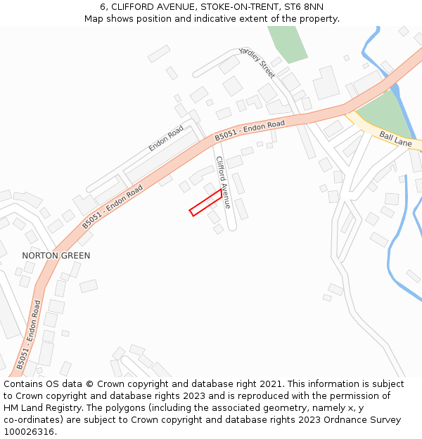 6, CLIFFORD AVENUE, STOKE-ON-TRENT, ST6 8NN: Location map and indicative extent of plot