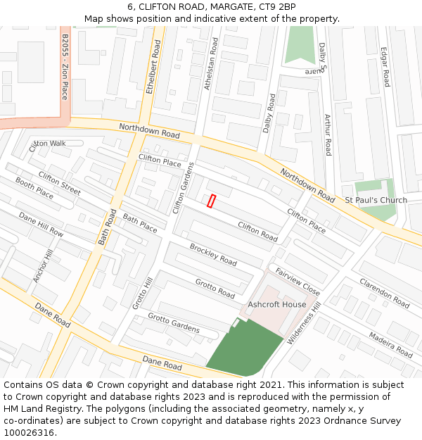 6, CLIFTON ROAD, MARGATE, CT9 2BP: Location map and indicative extent of plot