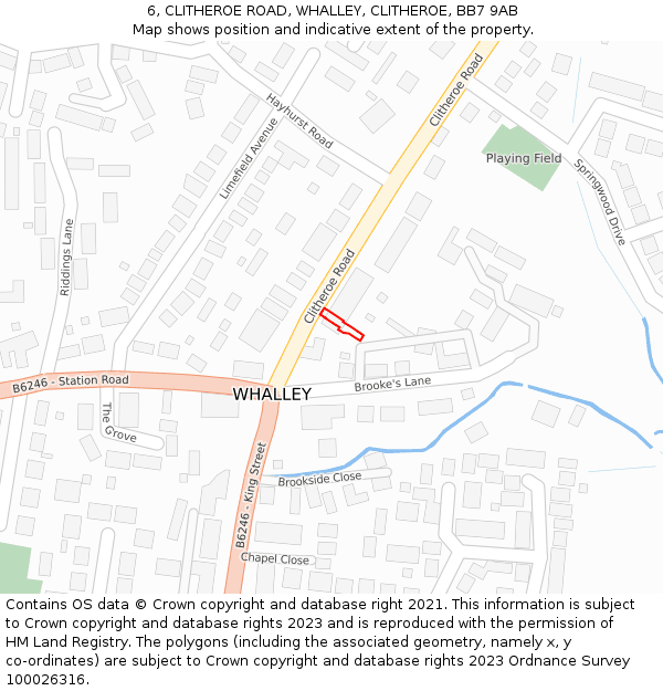 6, CLITHEROE ROAD, WHALLEY, CLITHEROE, BB7 9AB: Location map and indicative extent of plot