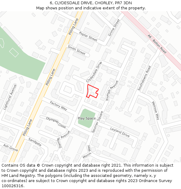 6, CLYDESDALE DRIVE, CHORLEY, PR7 3DN: Location map and indicative extent of plot