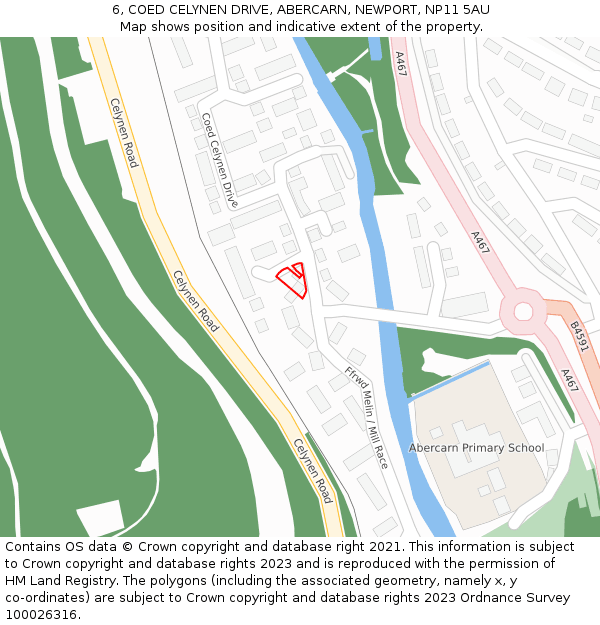 6, COED CELYNEN DRIVE, ABERCARN, NEWPORT, NP11 5AU: Location map and indicative extent of plot