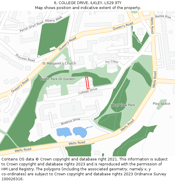 6, COLLEGE DRIVE, ILKLEY, LS29 9TY: Location map and indicative extent of plot