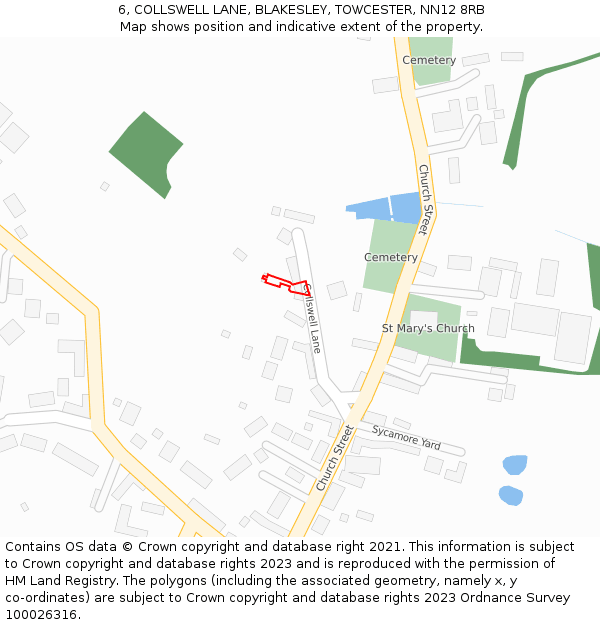 6, COLLSWELL LANE, BLAKESLEY, TOWCESTER, NN12 8RB: Location map and indicative extent of plot