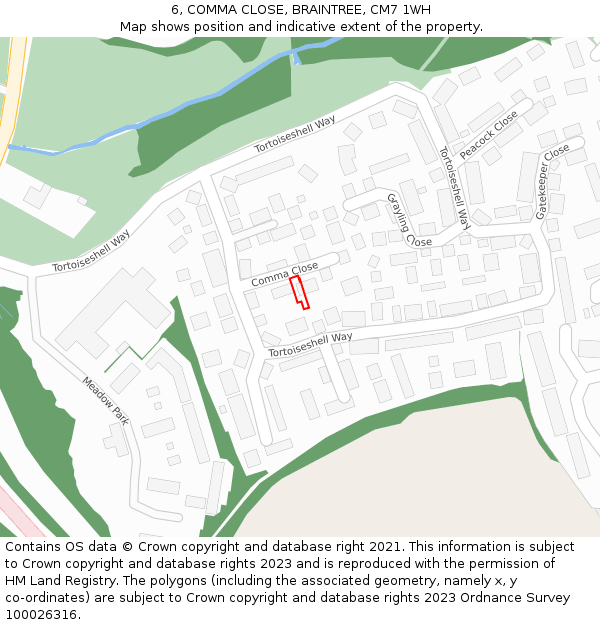 6, COMMA CLOSE, BRAINTREE, CM7 1WH: Location map and indicative extent of plot