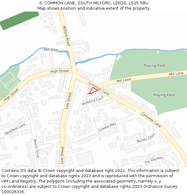 6, COMMON LANE, SOUTH MILFORD, LEEDS, LS25 5BU: Location map and indicative extent of plot