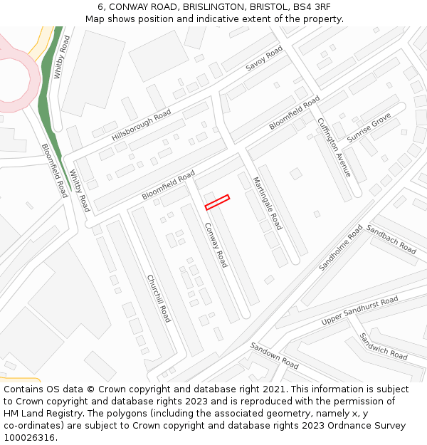 6, CONWAY ROAD, BRISLINGTON, BRISTOL, BS4 3RF: Location map and indicative extent of plot
