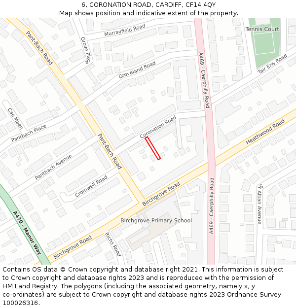 6, CORONATION ROAD, CARDIFF, CF14 4QY: Location map and indicative extent of plot