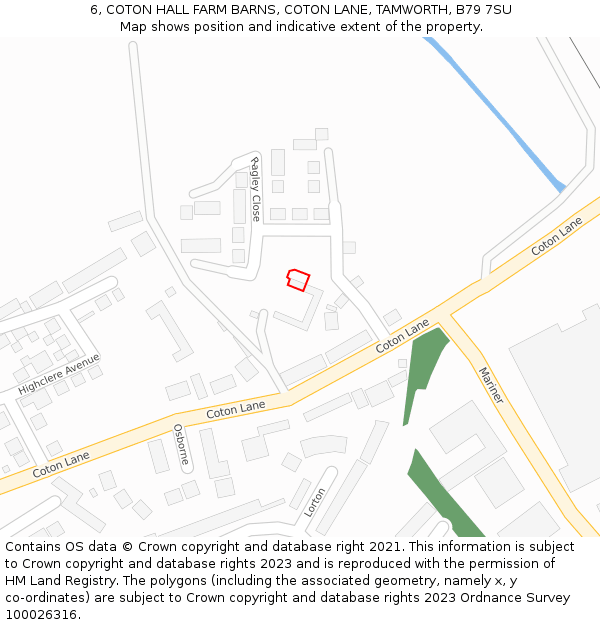 6, COTON HALL FARM BARNS, COTON LANE, TAMWORTH, B79 7SU: Location map and indicative extent of plot