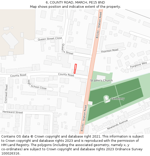 6, COUNTY ROAD, MARCH, PE15 8ND: Location map and indicative extent of plot