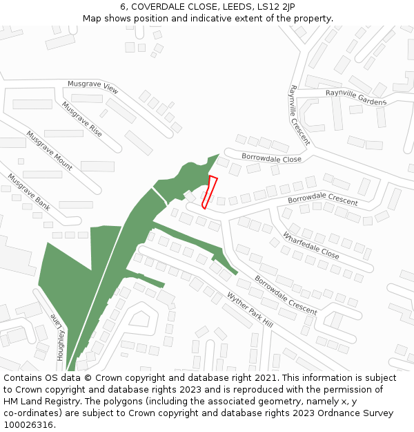 6, COVERDALE CLOSE, LEEDS, LS12 2JP: Location map and indicative extent of plot
