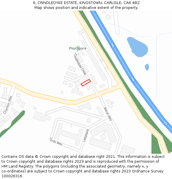 6, CRINDLEDYKE ESTATE, KINGSTOWN, CARLISLE, CA6 4BZ: Location map and indicative extent of plot