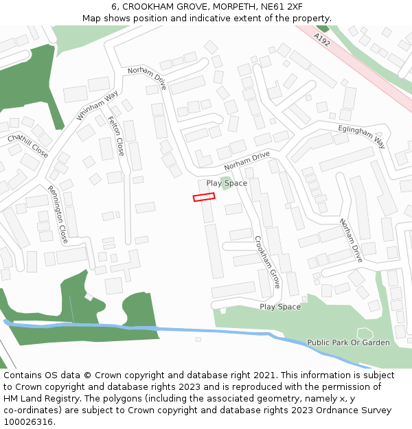 6, CROOKHAM GROVE, MORPETH, NE61 2XF: Location map and indicative extent of plot