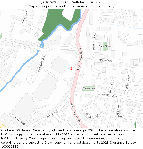 6, CROOKS TERRACE, WANTAGE, OX12 7BL: Location map and indicative extent of plot