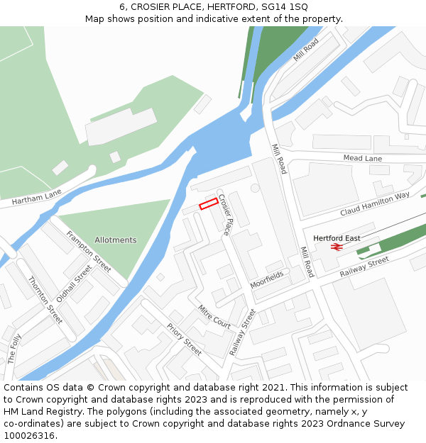 6, CROSIER PLACE, HERTFORD, SG14 1SQ: Location map and indicative extent of plot