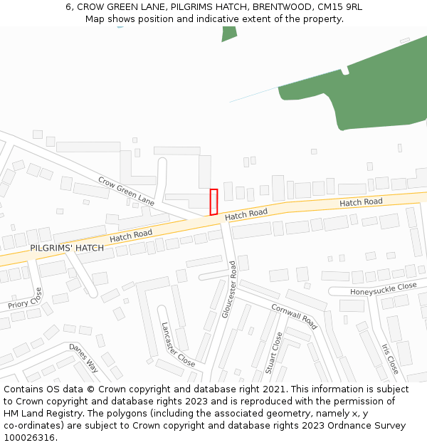 6, CROW GREEN LANE, PILGRIMS HATCH, BRENTWOOD, CM15 9RL: Location map and indicative extent of plot