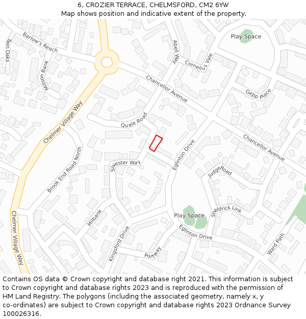 6, CROZIER TERRACE, CHELMSFORD, CM2 6YW: Location map and indicative extent of plot