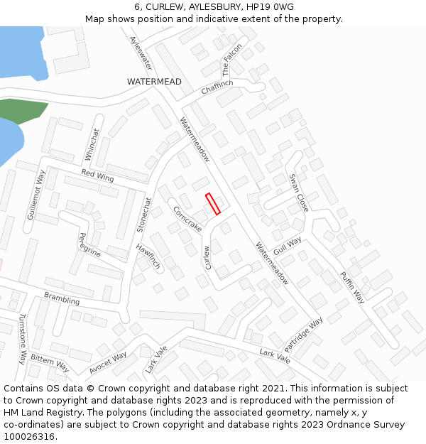 6, CURLEW, AYLESBURY, HP19 0WG: Location map and indicative extent of plot