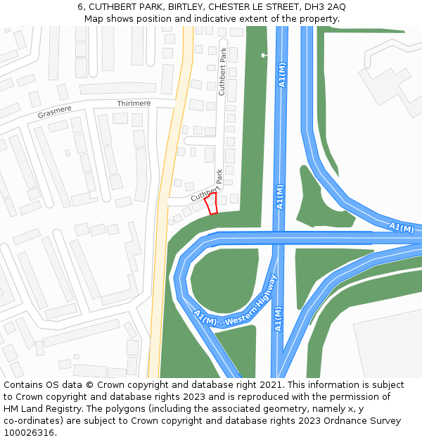 6, CUTHBERT PARK, BIRTLEY, CHESTER LE STREET, DH3 2AQ: Location map and indicative extent of plot