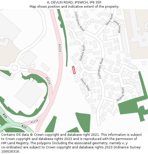 6, DEVLIN ROAD, IPSWICH, IP8 3SF: Location map and indicative extent of plot