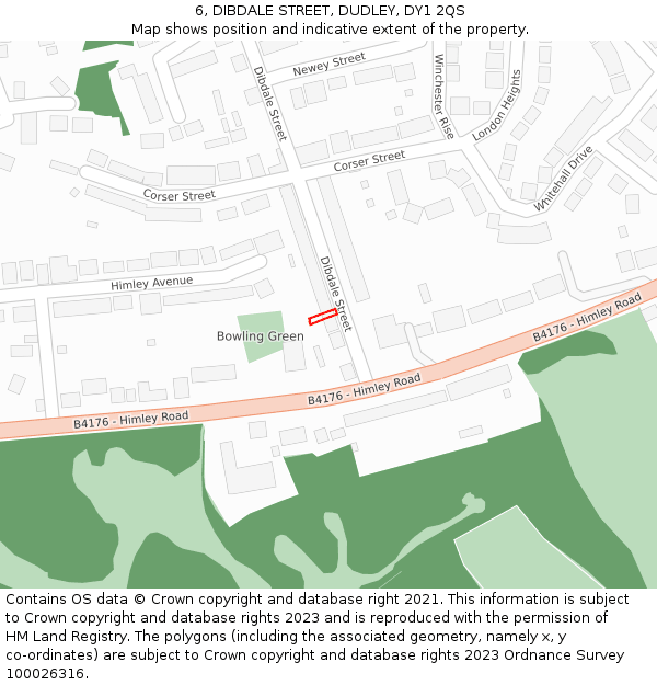 6, DIBDALE STREET, DUDLEY, DY1 2QS: Location map and indicative extent of plot