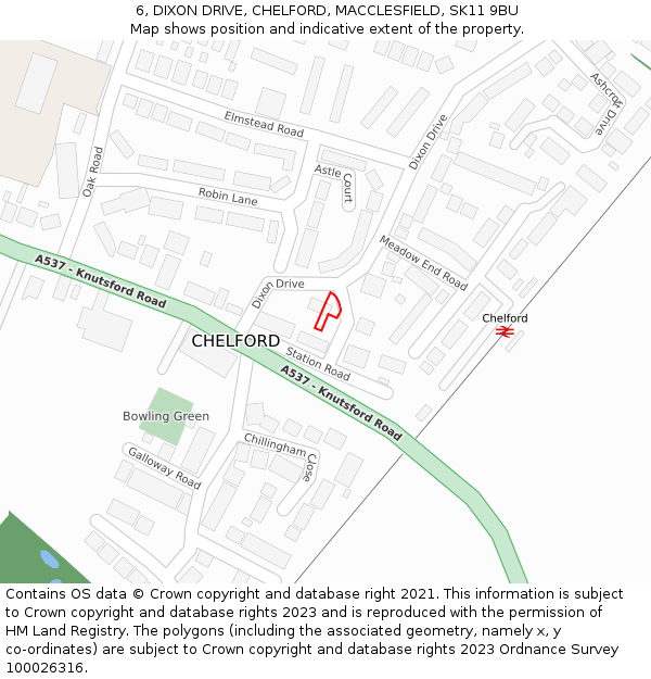 6, DIXON DRIVE, CHELFORD, MACCLESFIELD, SK11 9BU: Location map and indicative extent of plot