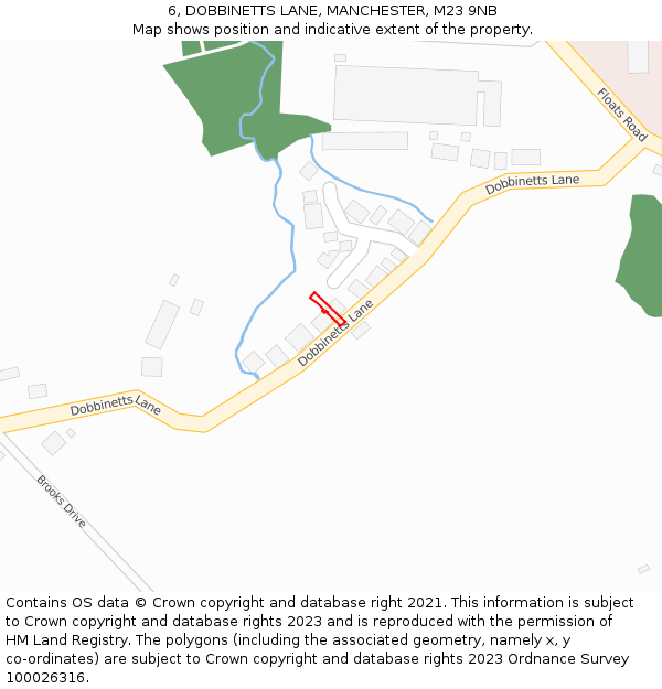 6, DOBBINETTS LANE, MANCHESTER, M23 9NB: Location map and indicative extent of plot