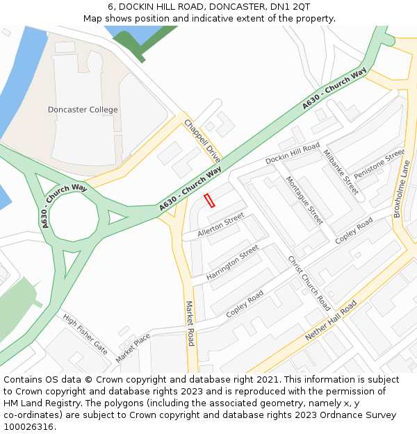 6, DOCKIN HILL ROAD, DONCASTER, DN1 2QT: Location map and indicative extent of plot